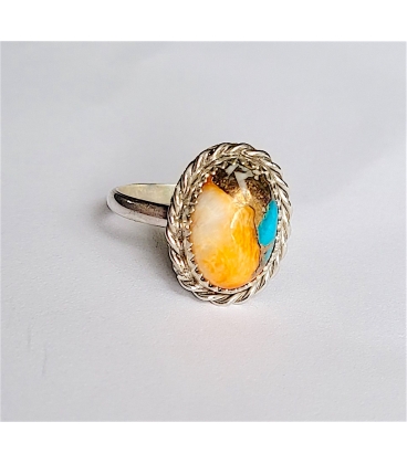 Bague Ovale Argent Turquoise Oyster Copper Femme Bijoux Accessoire