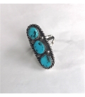 Bague Zuni Colibri Incrustation Turquoise – Argent Sterling 925, Taille 7.5 US – Artisan Amérindien