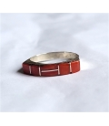 Bague En Corail Naturel Et Argent Massif Taille 59 - Création Française, Pierre Ovale