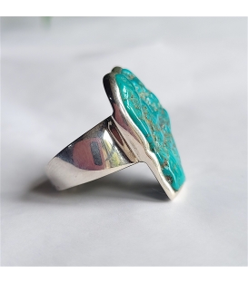Bague turquoise brute