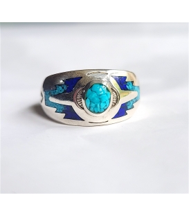 Bague anneau turquoise/Lapis Lazuli