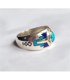 Bague anneau turquoise/Lapis Lazuli