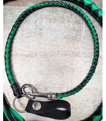 Ensemble Fouet Et Lacet En Cuir Noir Pour Portefeuille Moto - Accessoire Cuir Brut