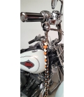 Fouet Biker (whips) En Cuir Tressé Blanc Et Noir Pour Guidon Moto - Style Custom Harley