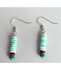 Boucles D'oreilles Turquoise/gris Perles - Pour Robe De Mariée, Mariage, Soirée, Neuves Avec étiquette