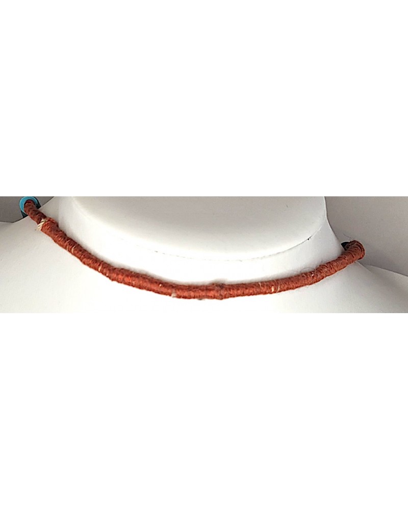 Collier Ancien Torque Articulé Avec Turquoises - Bijou Vintage Ethnique, Occasion