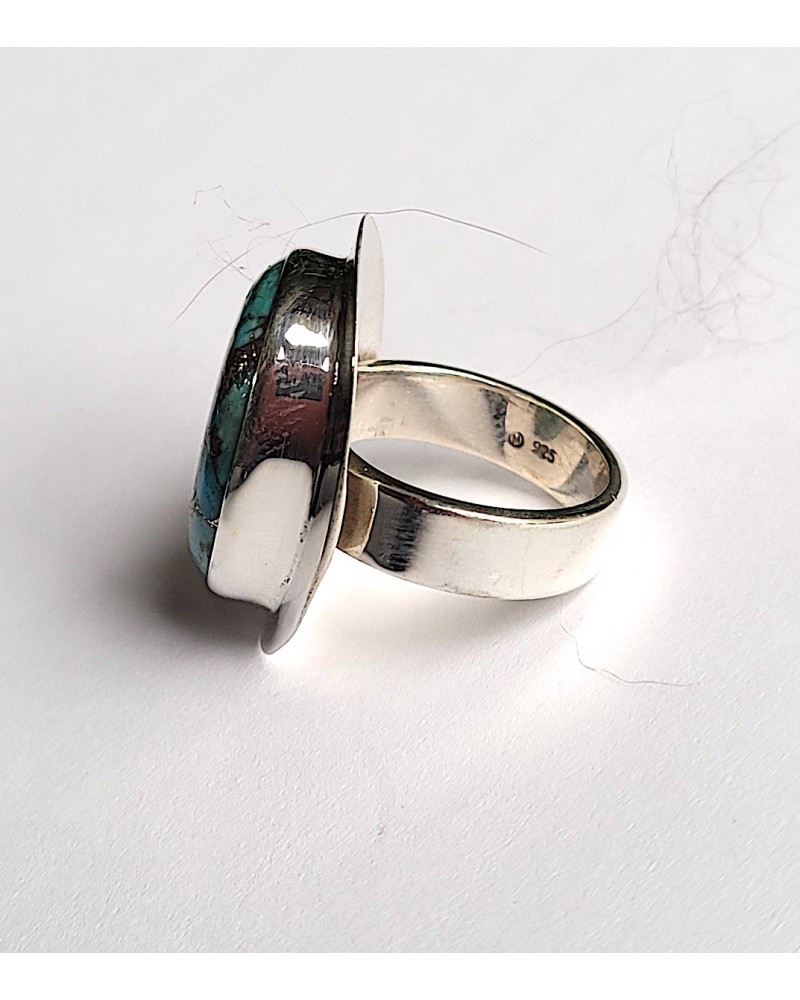 Bague Turquoise Vagues argentées main image 0