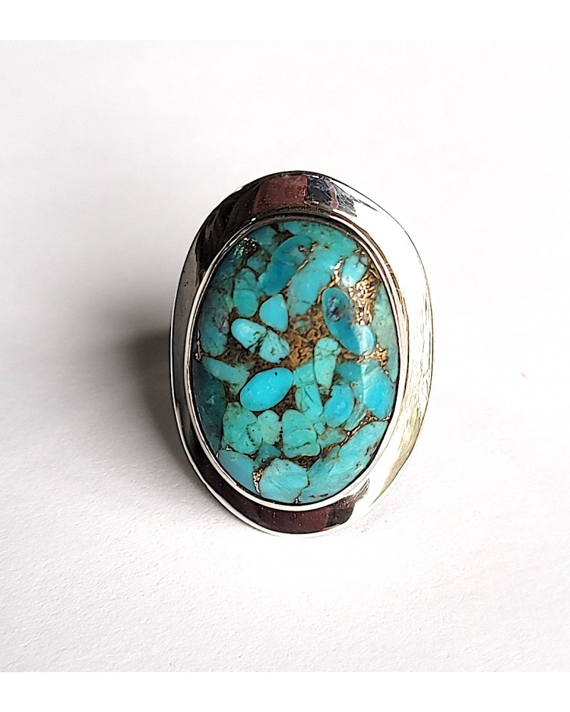 Bague argent bijoux ethniques turquoise naturelle à Caen: Shantiight