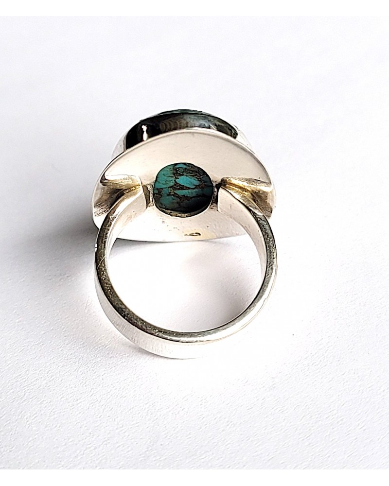 Bague Turquoise Vagues argentées