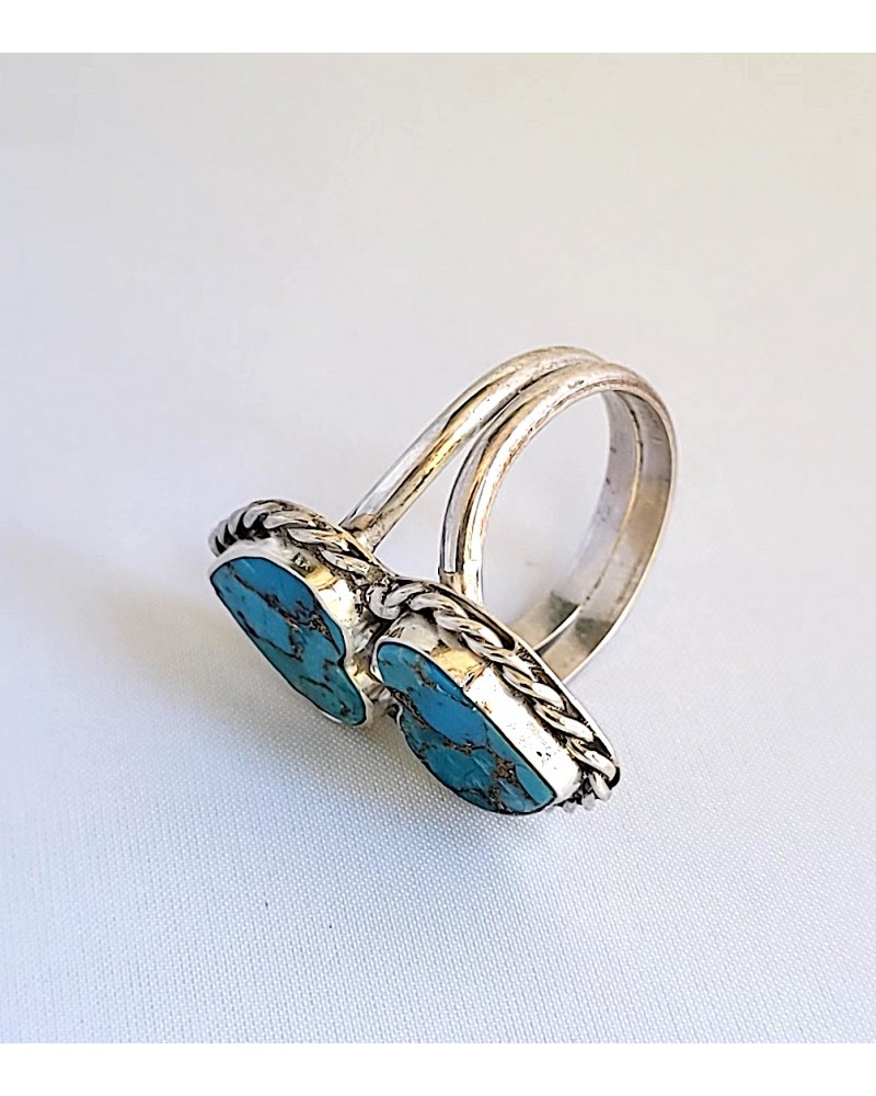 Bague En Argent Sterling Style Amérindien - Taille Ajustable, Modèle Marquise, Occasion