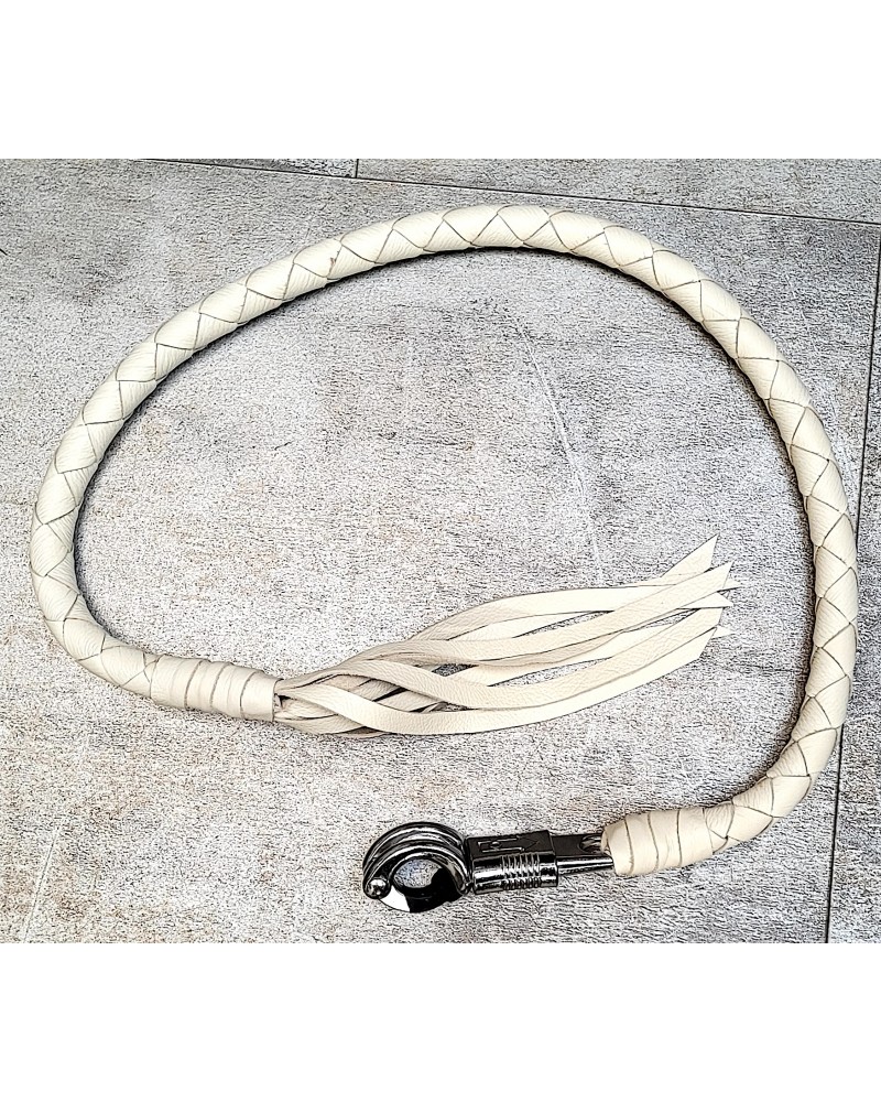 Fouet Biker En Cuir Noir Et Blanc - Accessoire Style Motard, Neuf Sous Emballage