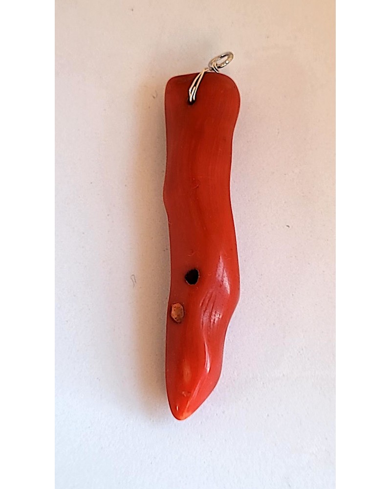 Pendentif En Agate Corail Orange En Forme De Cœur - 9,3 G - Occasion