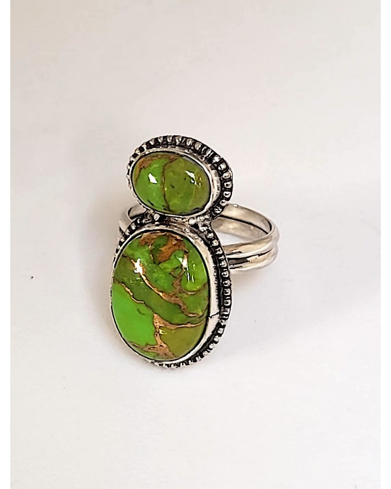 Bague Coquillage Percé Vert Marbré – Bijou Fantaisie Coquillage Naturel