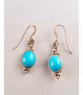 Boucles D'oreilles Fantaisie Argenté Et Bleu Turquoise Pour Mariage Ou Soirée - Pendantes Avec Crochets