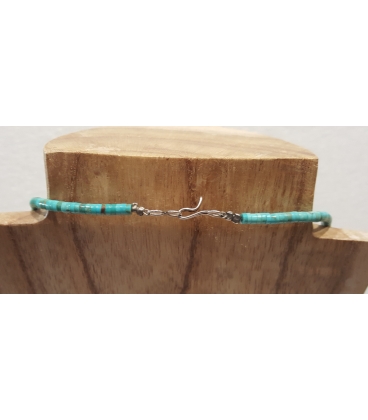 Collier De Pierres Turquoises Avec Fermoir En Argent - Bijou Occasion, Provenance France