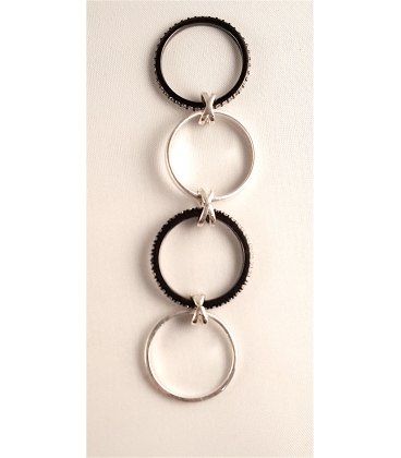 Bracelet En Argent 925 à Multiples Anneaux Avec 2 Zircons - Neuf Sans Emballage