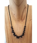 Collier Ethnique Amok En Obsidienne Et Argent - Pendentif Rond Noir, Occasion