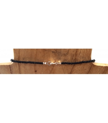 Collier Obsidienne Dorée – 3 Perles 8mm, Chaîne Acier Inox, Femme, Neuf