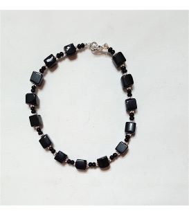 Bracelet en pierres carrées d'Obsidienne